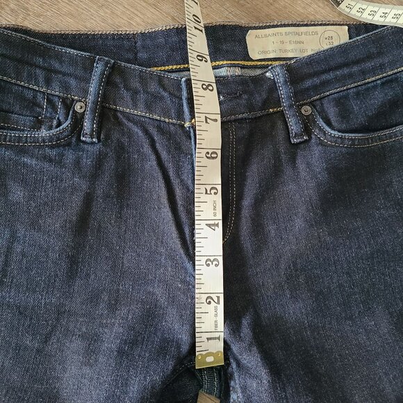 All Saints Spitalfields US Women's Size 28 Dark Wash Skinny Jeans Mid Rise - Picture 10 of 11